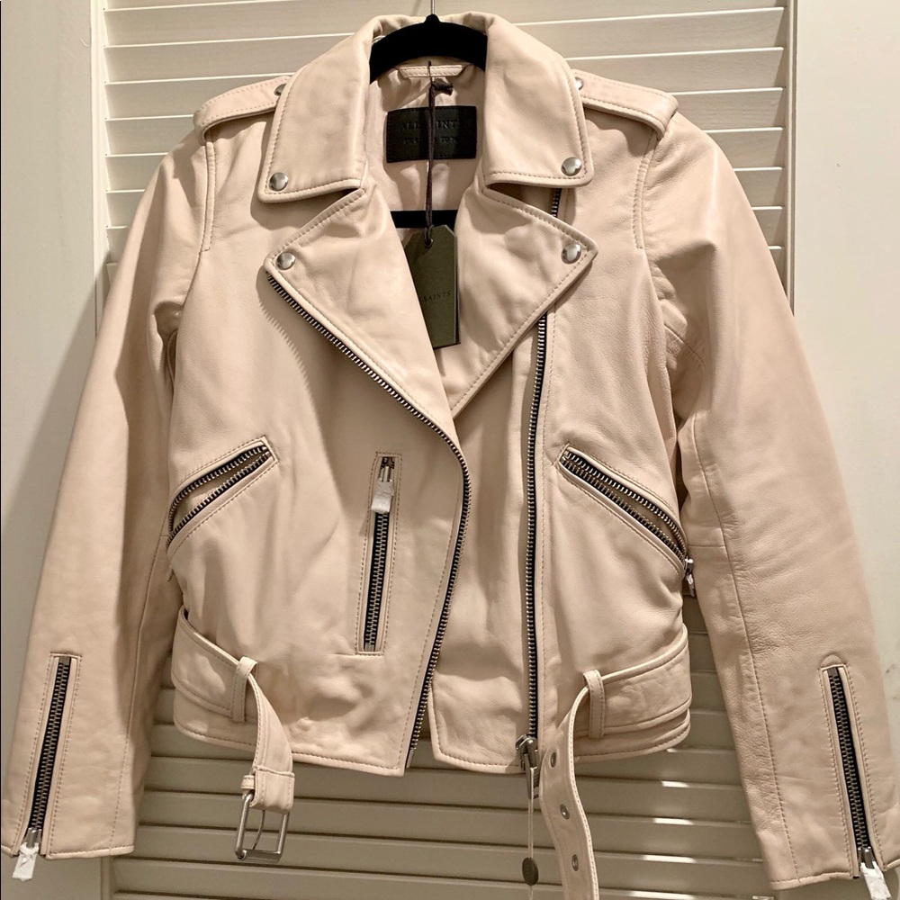 Allsaints Leather Jacket NWT Balfern Pink US 2